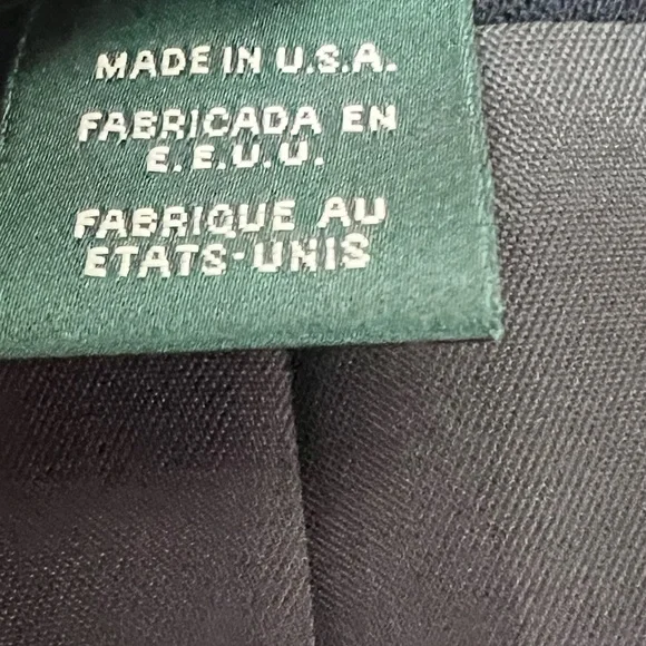 Lauren Ralph Lauren Navy Blue Preppy Academia Gold Logo Crest Wool Blazer sz 10 - Picture 10 of 12